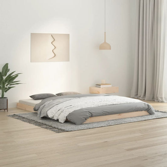 vidaXL Bed Frame | Natural Wood | Solid pinewood | Double | Light Weight