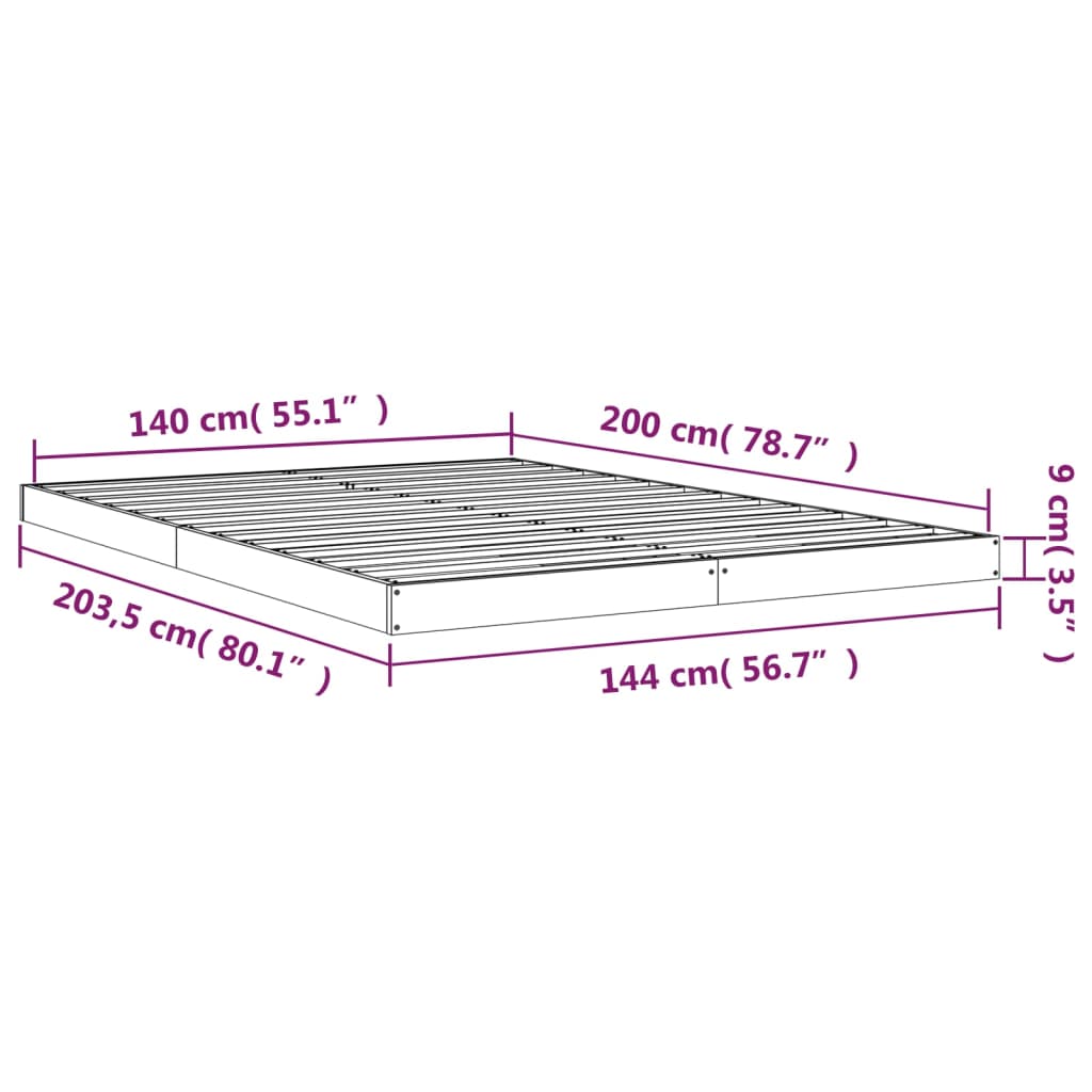 vidaXL Bed Frame | White | Solid pine wood and plywood | Double | Durable