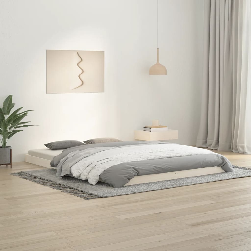 vidaXL Bed Frame | White | Solid pine wood and plywood | Double | Durable