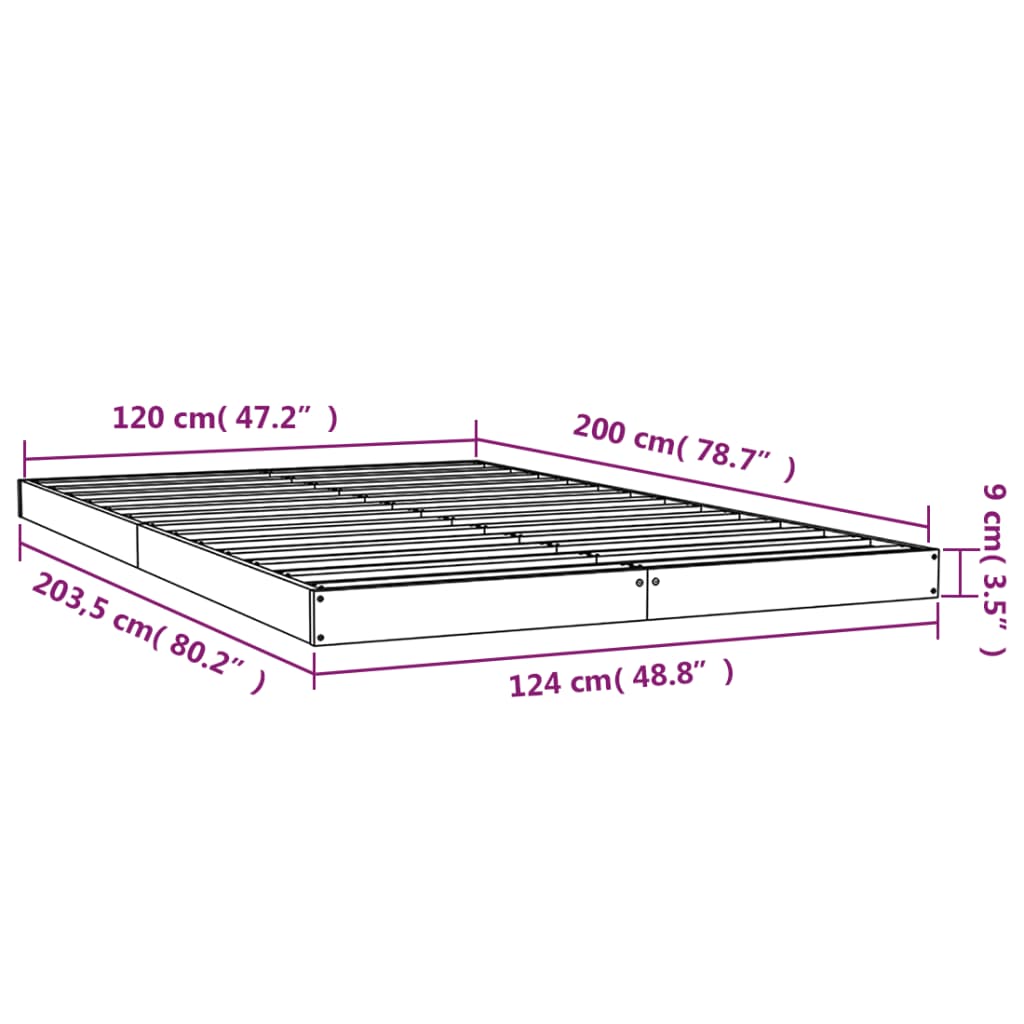 vidaXL Bed Frame | Natural Pine | Solid pine wood, Plywood slats | Double