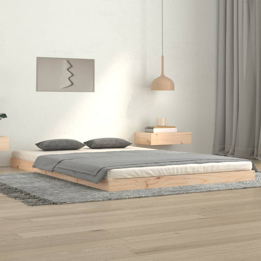 vidaXL Bed Frame | Natural Pine | Solid pine wood, Plywood slats | Double