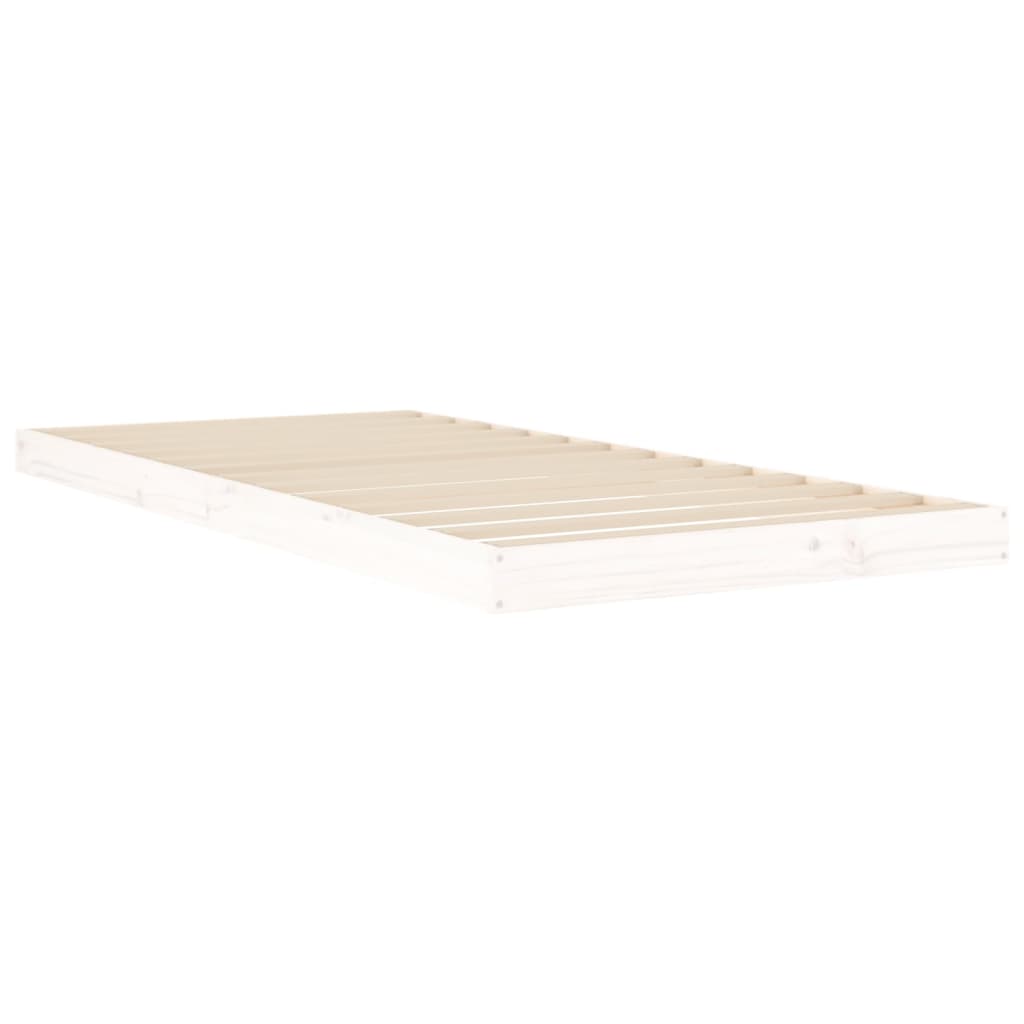 vidaXL Bed Frame | White | Solid pine wood | Single | Durable  | Bed Frame