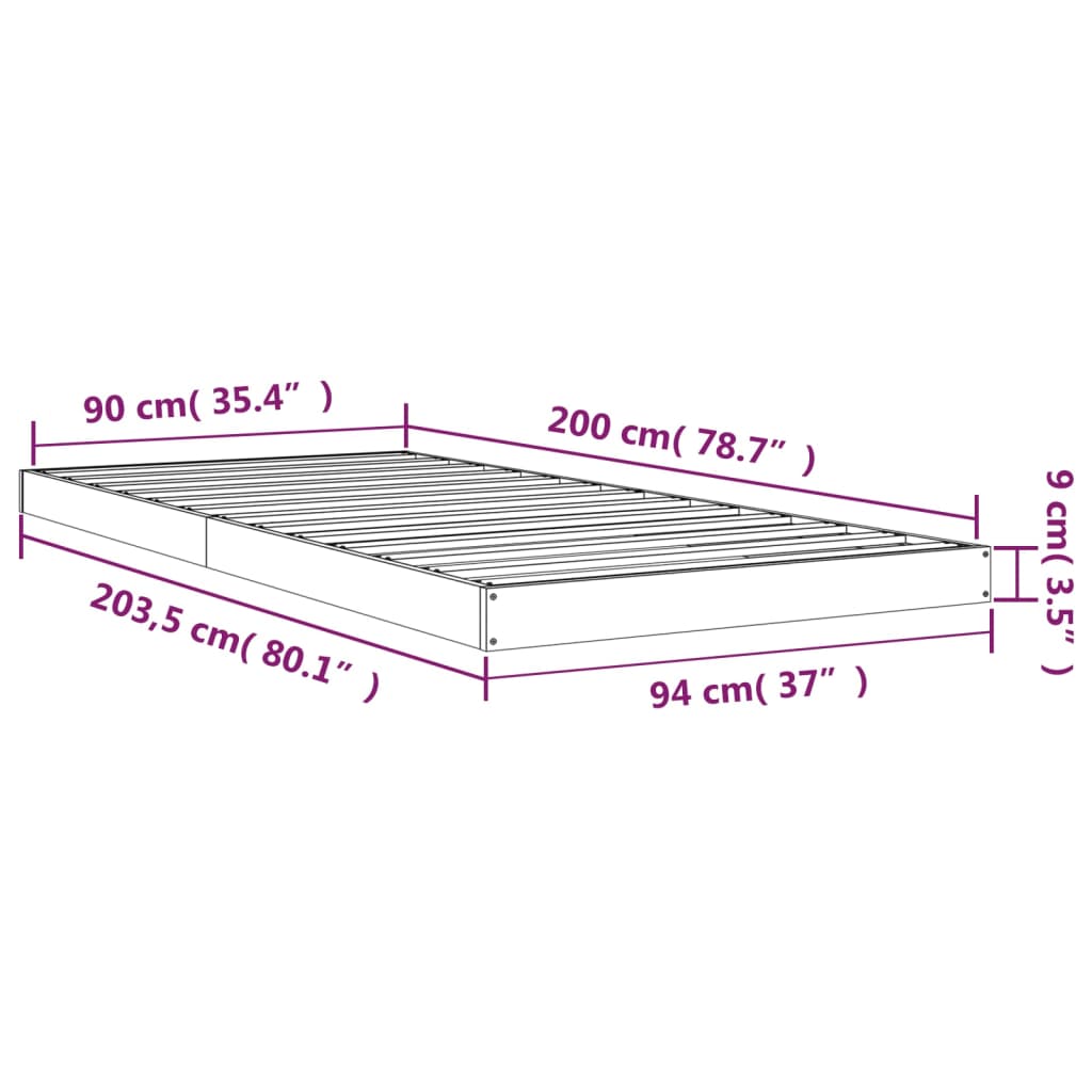 vidaXL Bed Frame | White | Solid pine wood | Single | Durable  | Bed Frame