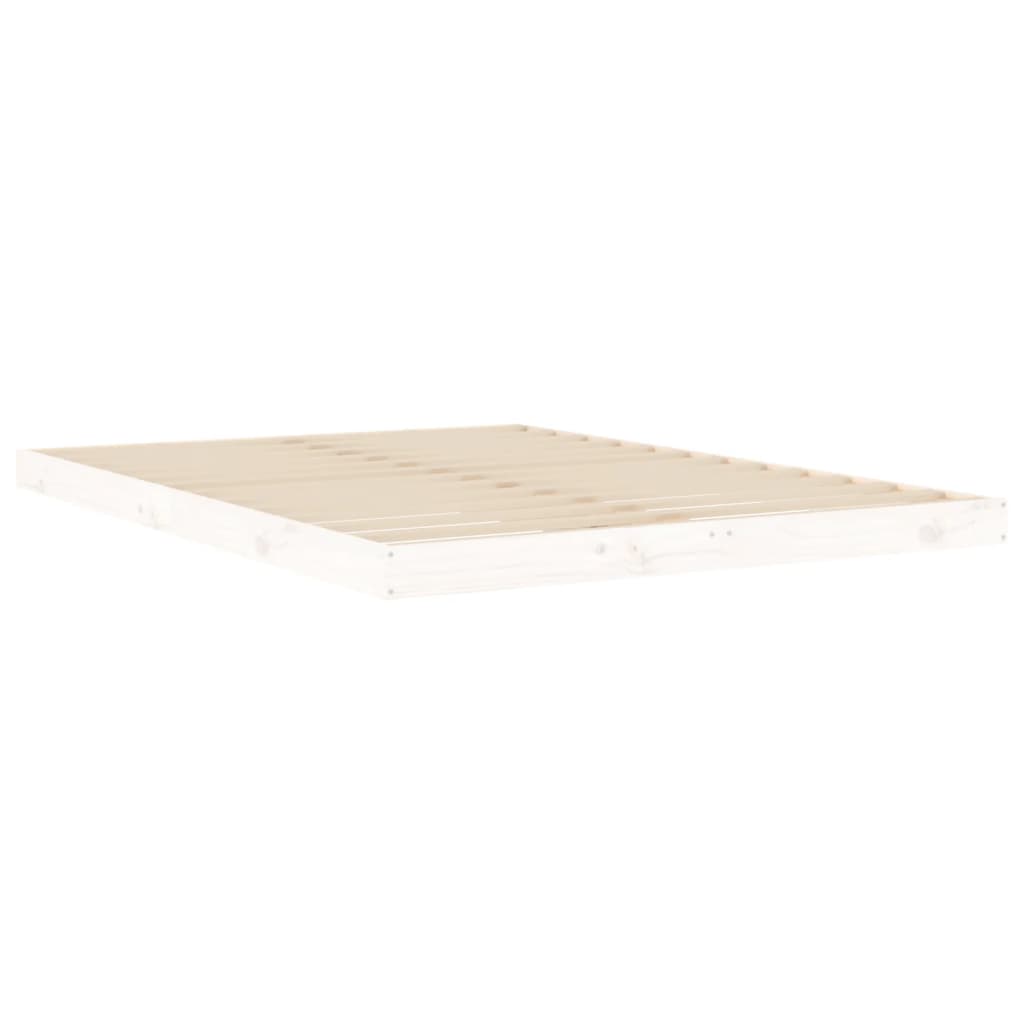 vidaXL Bed Frame without Mattress White 135x190 cm Double  Solid Wood Pine