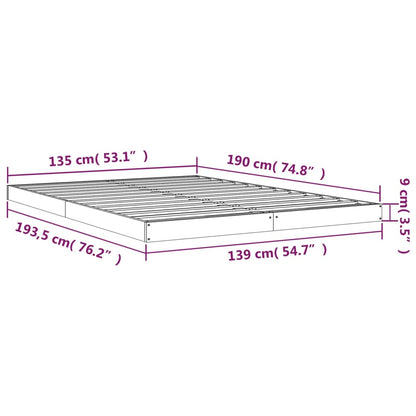 vidaXL Bed Frame without Mattress White 135x190 cm Double  Solid Wood Pine