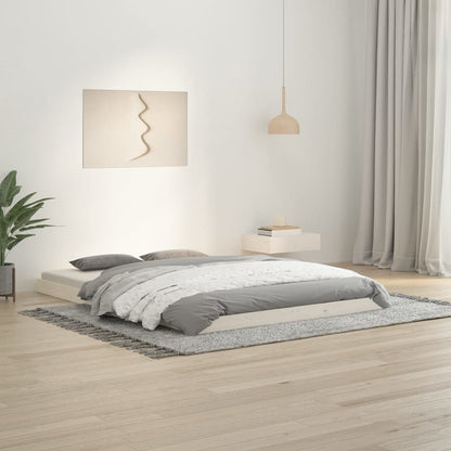 vidaXL Bed Frame without Mattress White 135x190 cm Double  Solid Wood Pine
