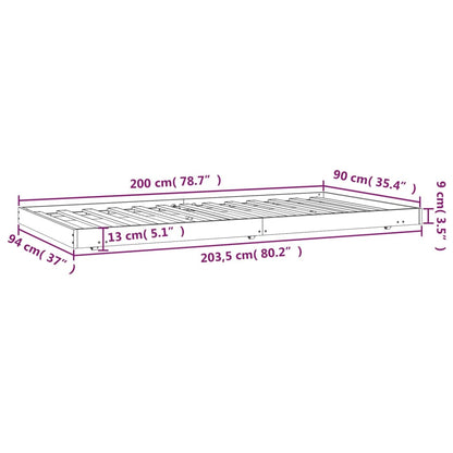 vidaXL Bed Frame without Mattress White 90x200 cm Solid Wood Pine