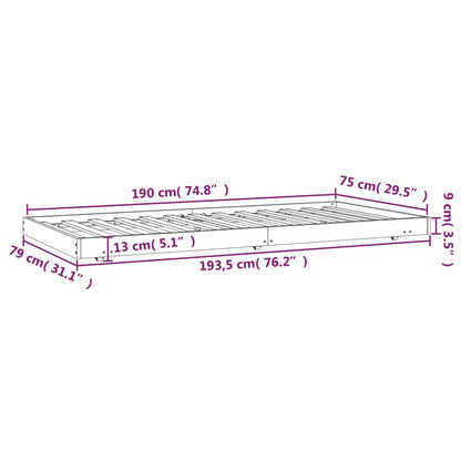 vidaXL Bed Frame without Mattress 75x190 cm Solid Wood Pine