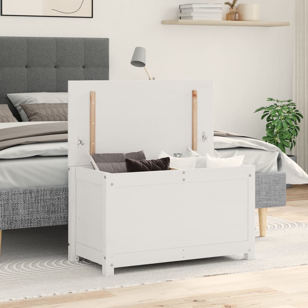 vidaXL Storage Box White 80x40x45.5 cm Solid Wood Pine