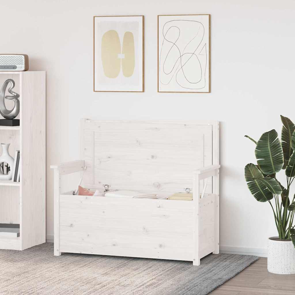 vidaXL Bench White 112,5x51,5x96,5 cm Solid Wood Pine