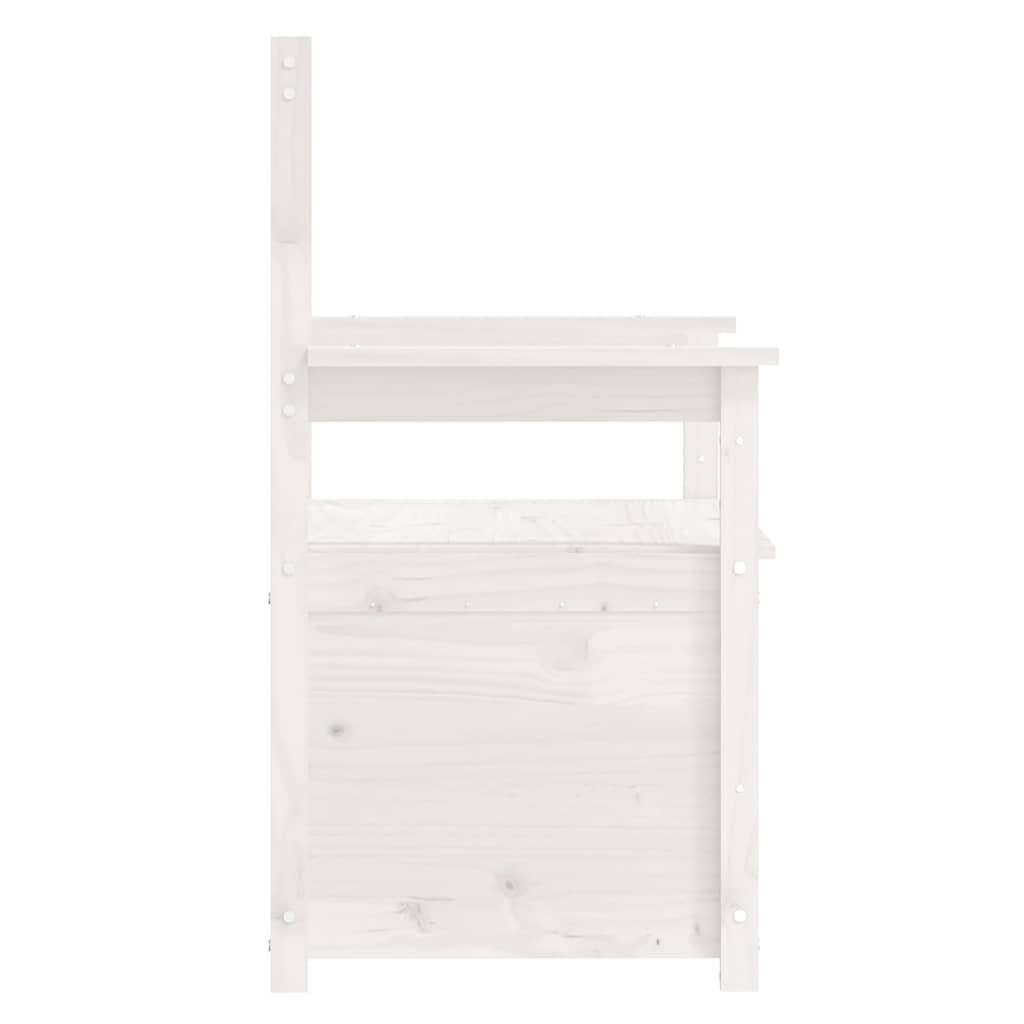 vidaXL Bench White 112,5x51,5x96,5 cm Solid Wood Pine