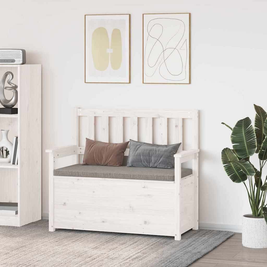 vidaXL Bench White 112,5x51,5x96,5 cm Solid Wood Pine