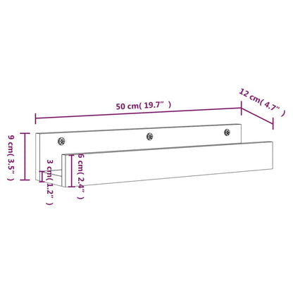 vidaXL Wall Shelves 2 pcs 50x12x9 cm Solid Wood Pine
