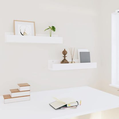 vidaXL Wall Shelves 2 pcs White 50x12x9 cm Solid Wood Pine