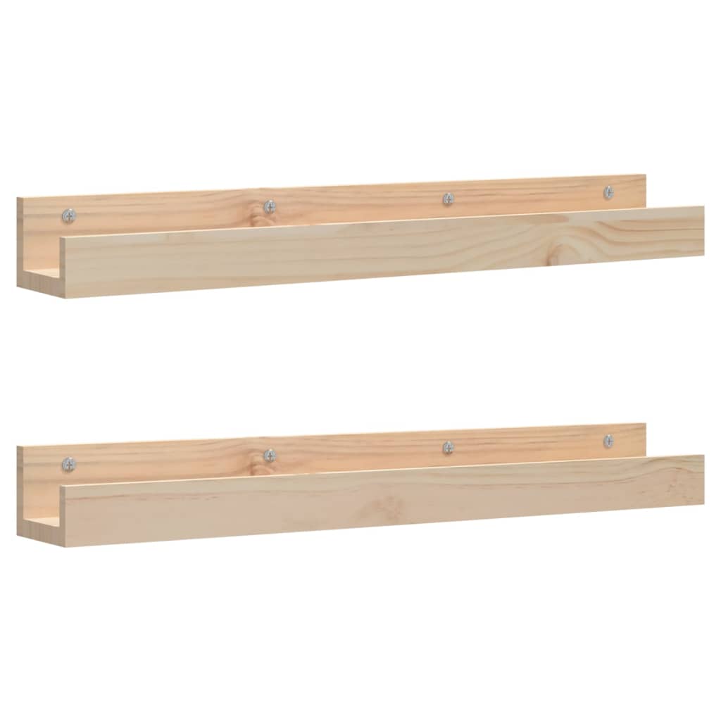 vidaXL Wall Shelves 2 pcs 80x12x9 cm Solid Wood Pine