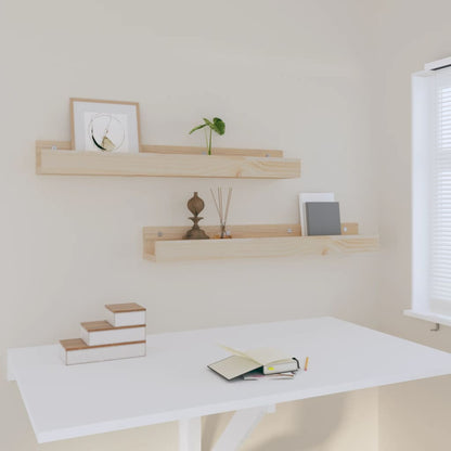 vidaXL Wall Shelves 2 pcs 80x12x9 cm Solid Wood Pine
