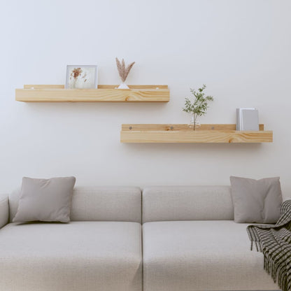 vidaXL Wall Shelves 2 pcs 80x12x9 cm Solid Wood Pine
