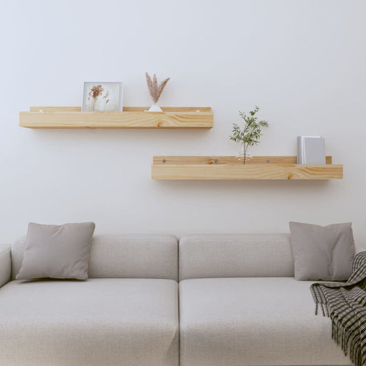 vidaXL Wall Shelves 2 pcs 80x12x9 cm Solid Wood Pine