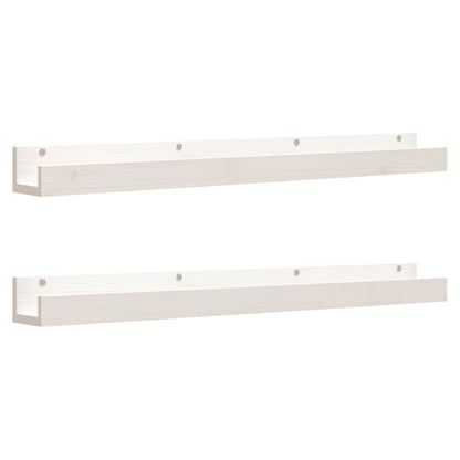 vidaXL Wall Shelves 2 pcs White 110x12x9 cm Solid Wood Pine
