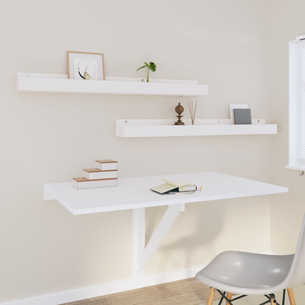 vidaXL Wall Shelves 2 pcs White 110x12x9 cm Solid Wood Pine