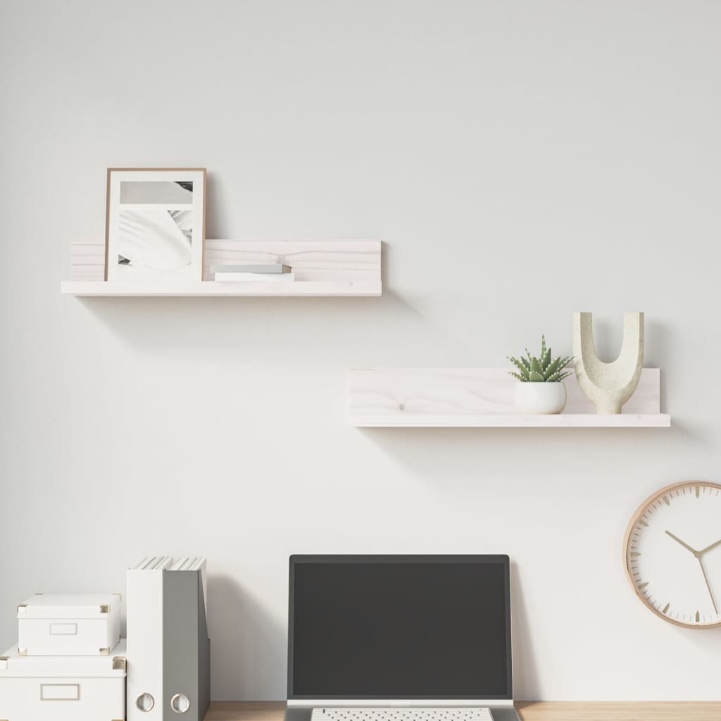 vidaXL Wall Shelves 2 pcs White 50x11x9 cm Solid Wood Pine