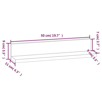 vidaXL Wall Shelves 2 pcs White 50x11x9 cm Solid Wood Pine