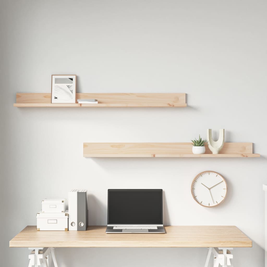vidaXL Wall Shelves 2 pcs 110x11x9 cm Solid Wood Pine