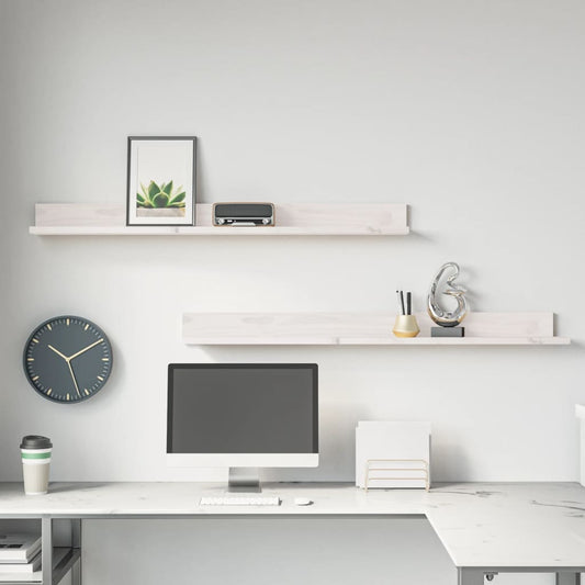 vidaXL Wall Shelves 2 pcs White 110x11x9 cm Solid Wood Pine