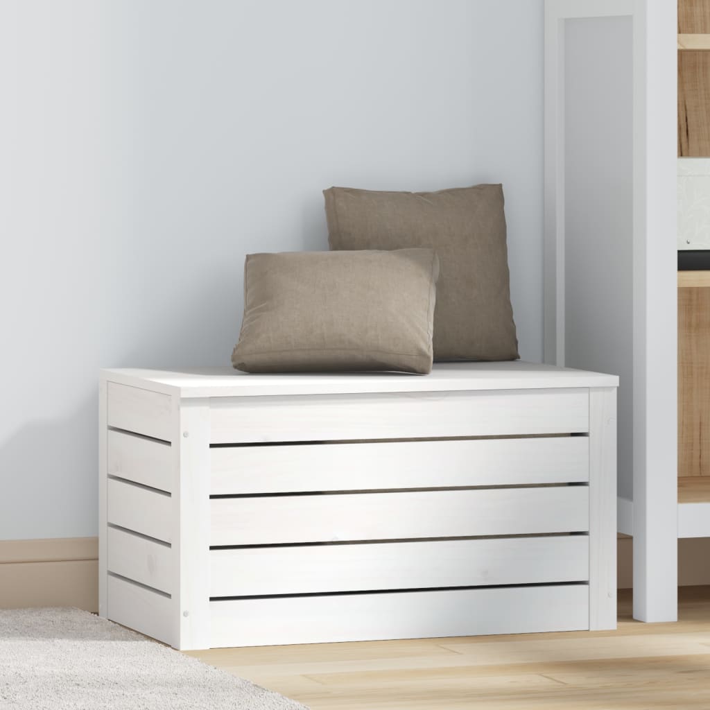 vidaXL Storage Box White 59,5x36,5x33 cm Solid Wood Pine