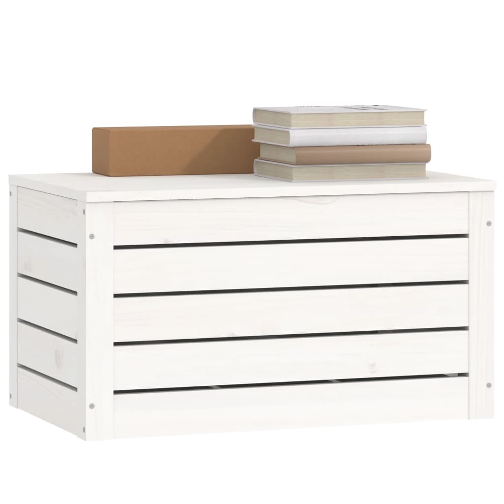 vidaXL Storage Box White 59,5x36,5x33 cm Solid Wood Pine