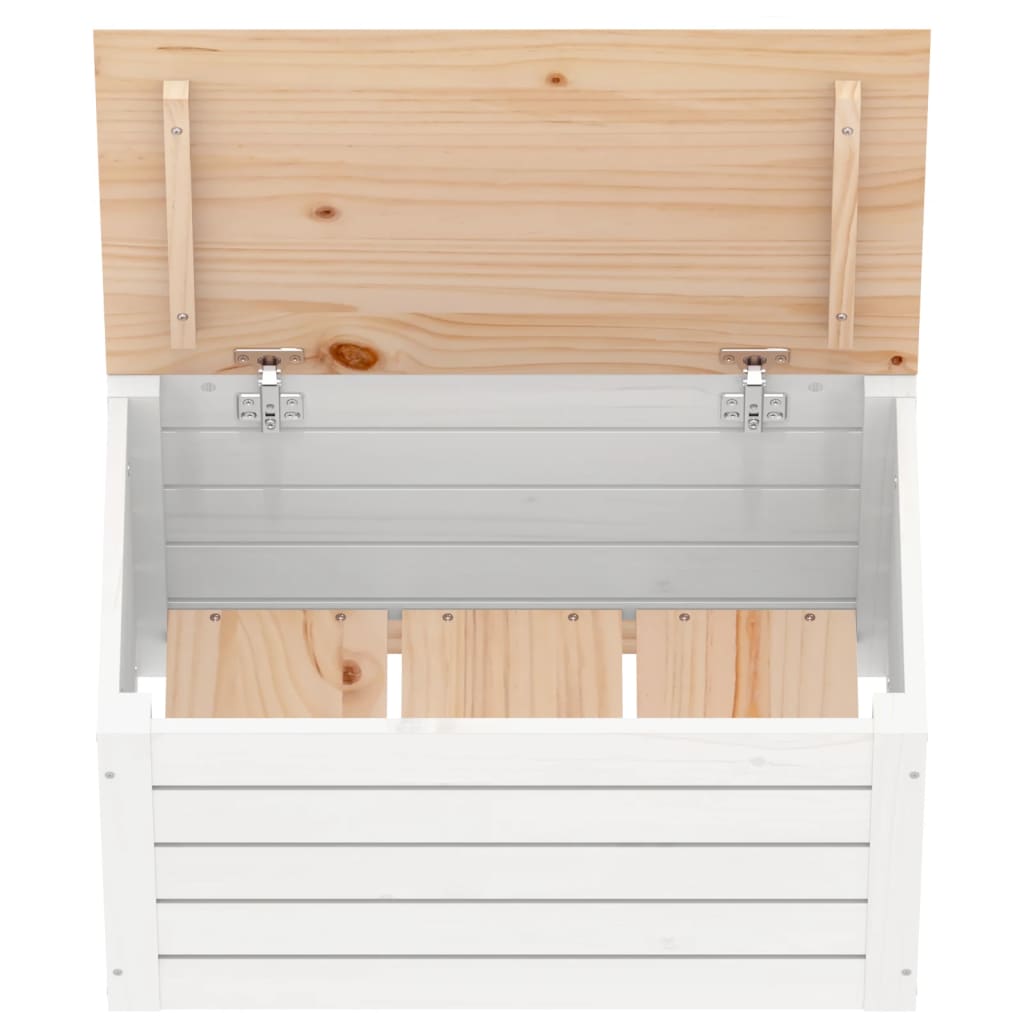vidaXL Storage Box White 59,5x36,5x33 cm Solid Wood Pine
