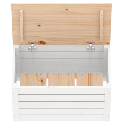 vidaXL Storage Box White 59,5x36,5x33 cm Solid Wood Pine