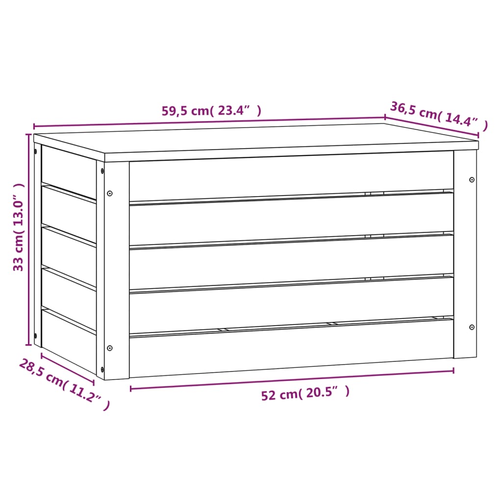 vidaXL Storage Box White 59,5x36,5x33 cm Solid Wood Pine