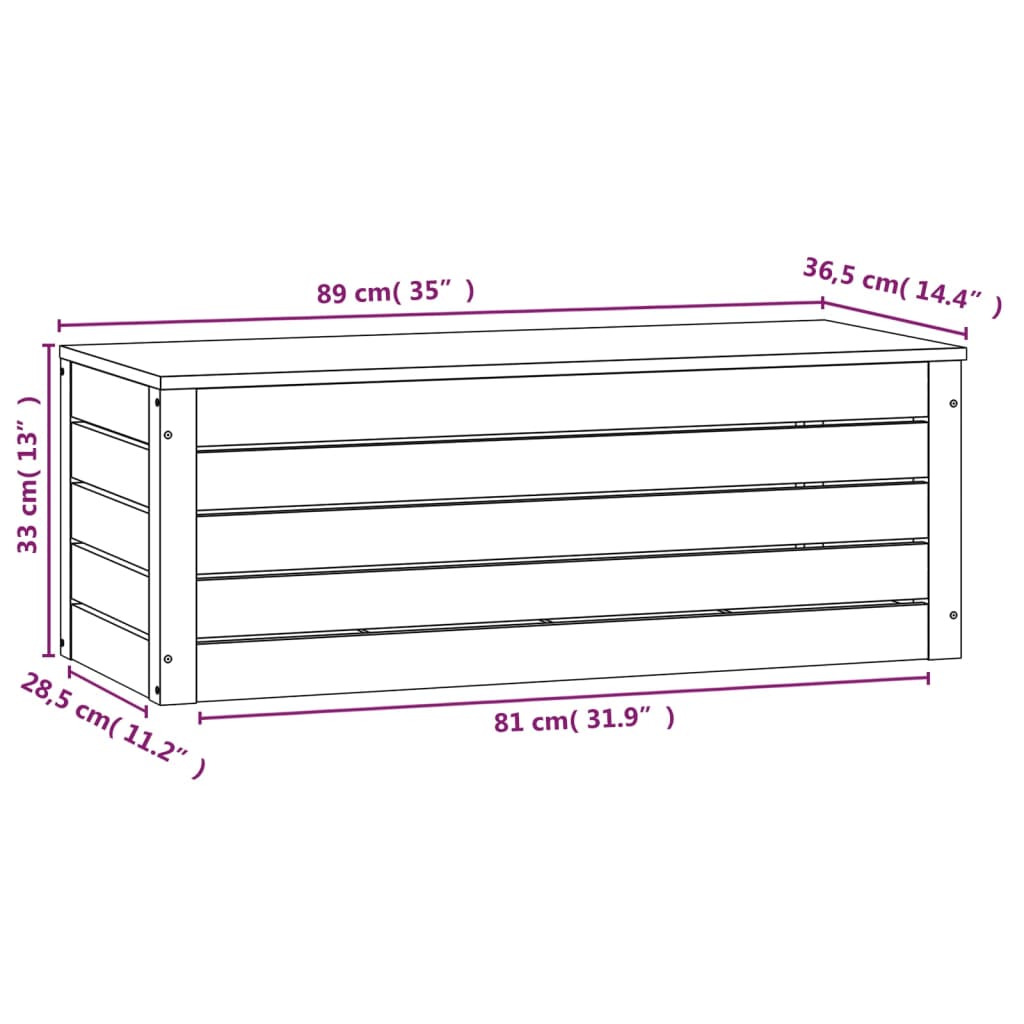 vidaXL Storage Box 89x36,5x33 cm Solid Wood Pine
