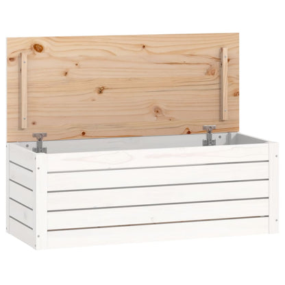 vidaXL Storage Box White 89x36,5x33 cm Solid Wood Pine