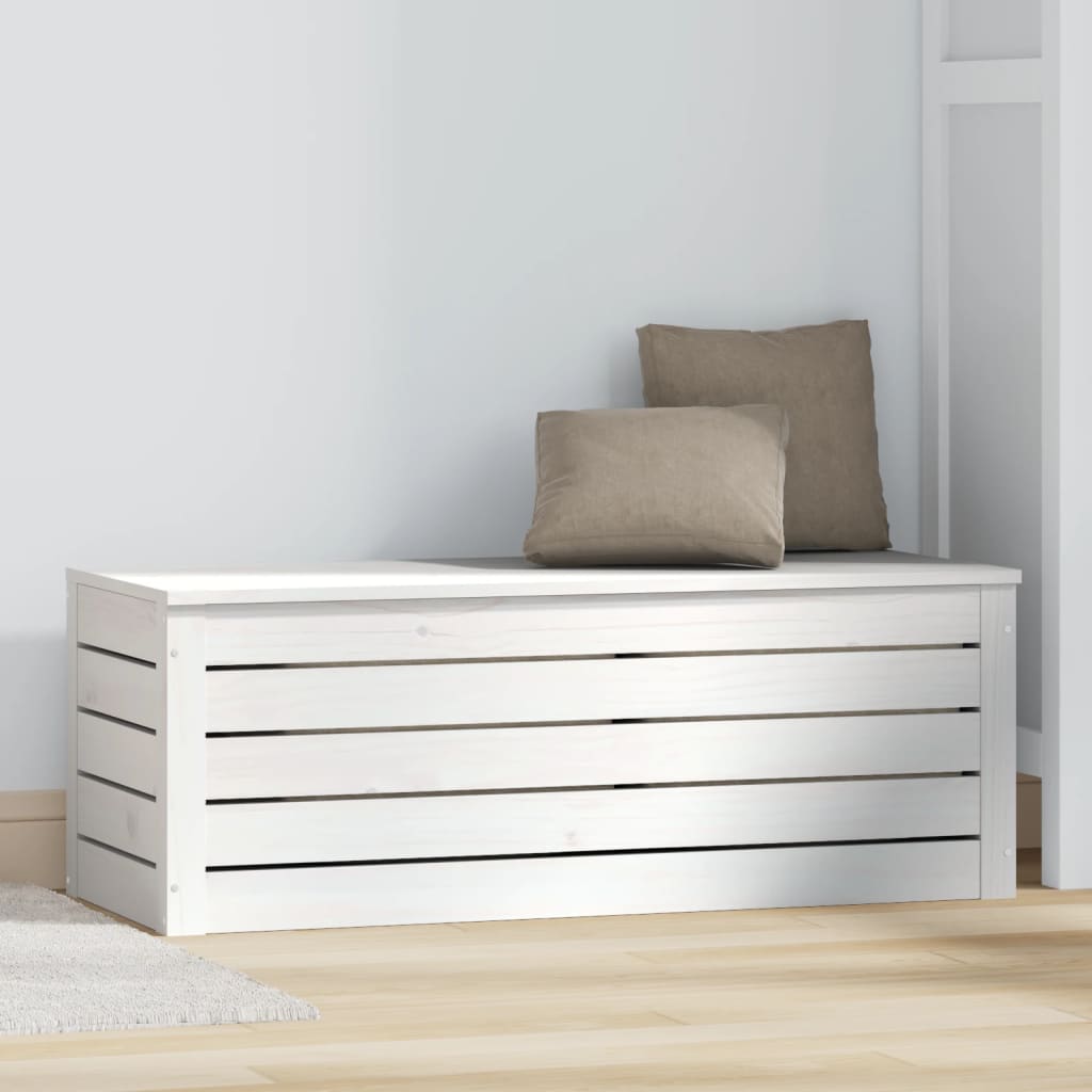 vidaXL Storage Box White 89x36,5x33 cm Solid Wood Pine