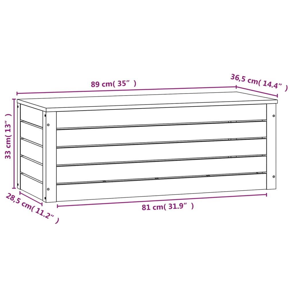 vidaXL Storage Box White 89x36,5x33 cm Solid Wood Pine