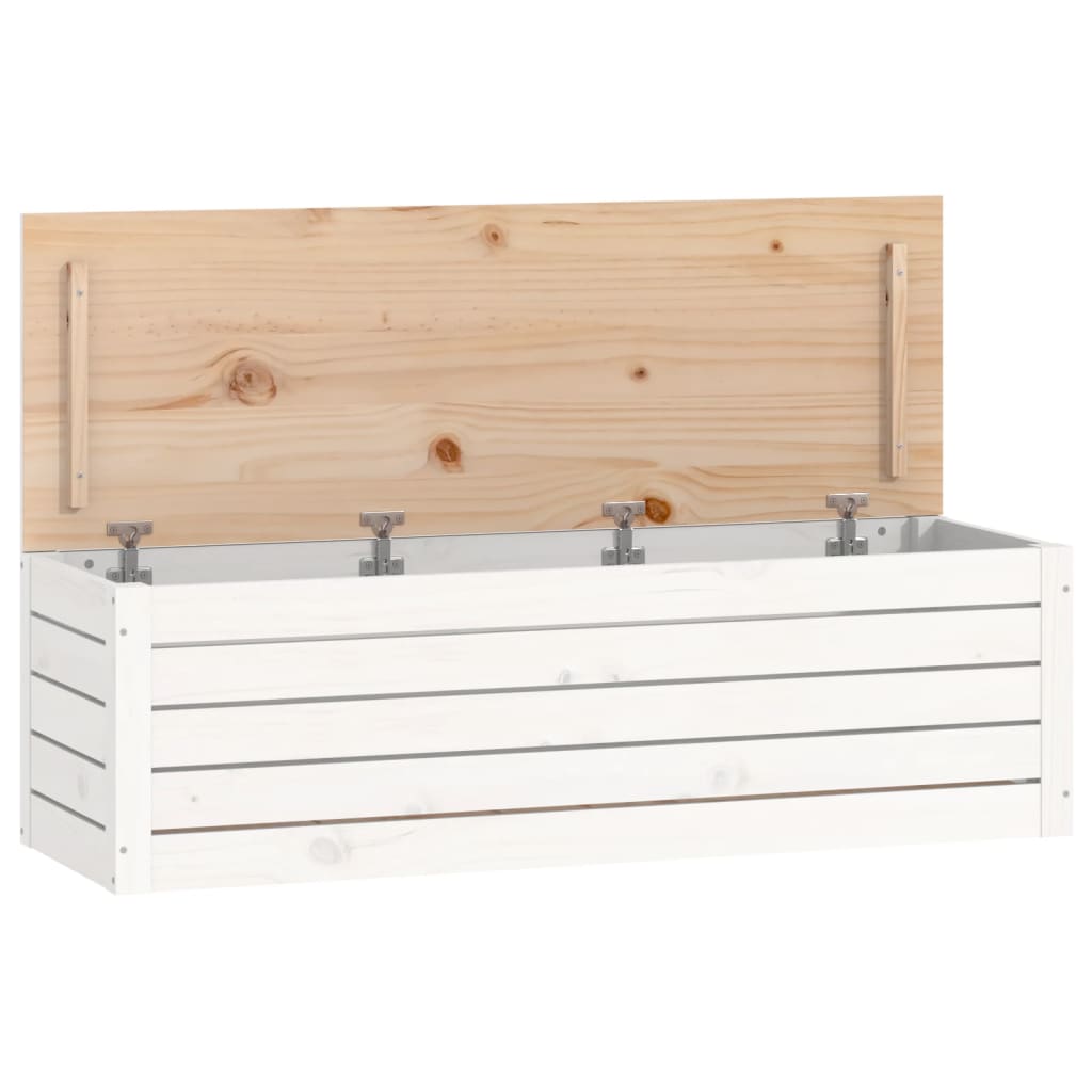 vidaXL Storage Box White 109x36,5x33 cm Solid Wood Pine