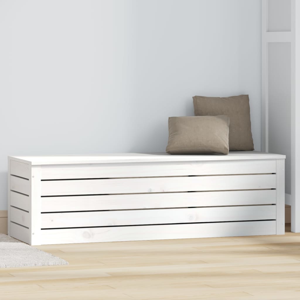 vidaXL Storage Box White 109x36,5x33 cm Solid Wood Pine