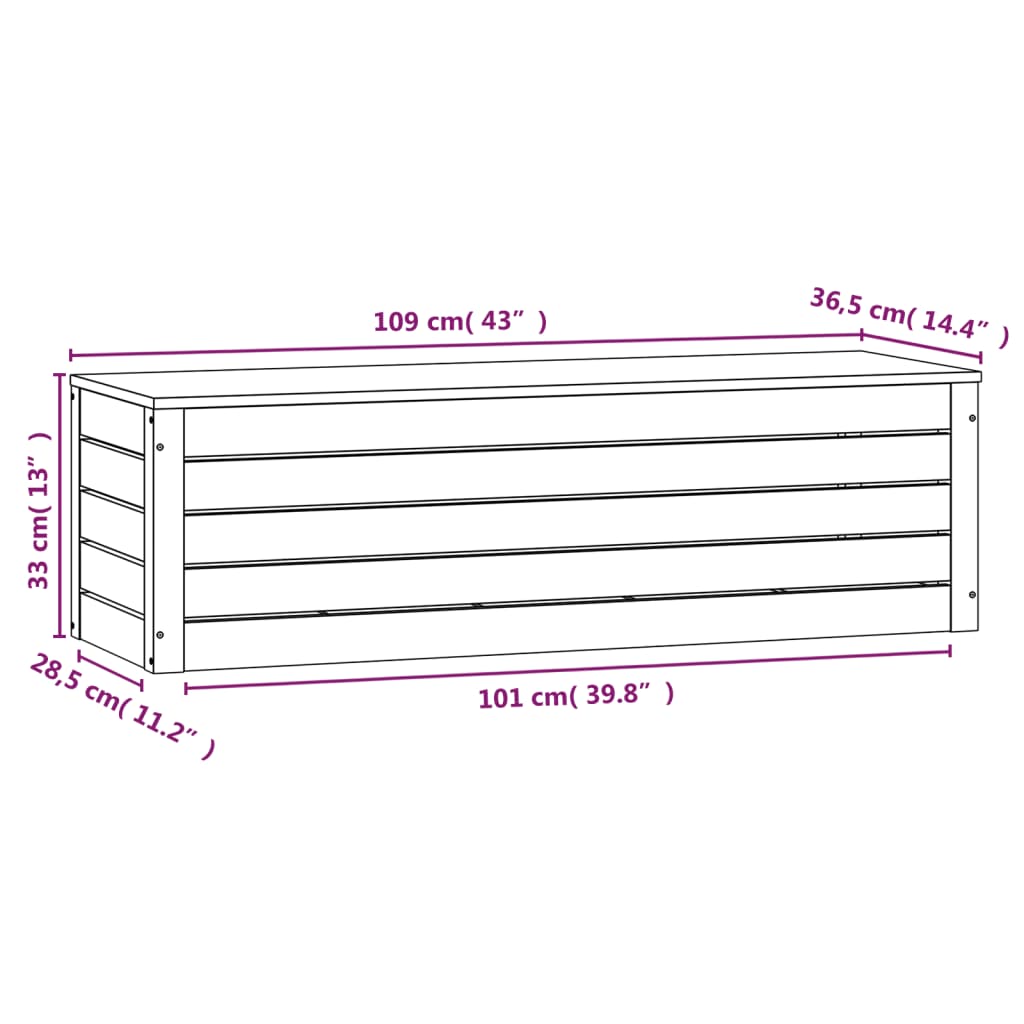 vidaXL Storage Box White 109x36,5x33 cm Solid Wood Pine