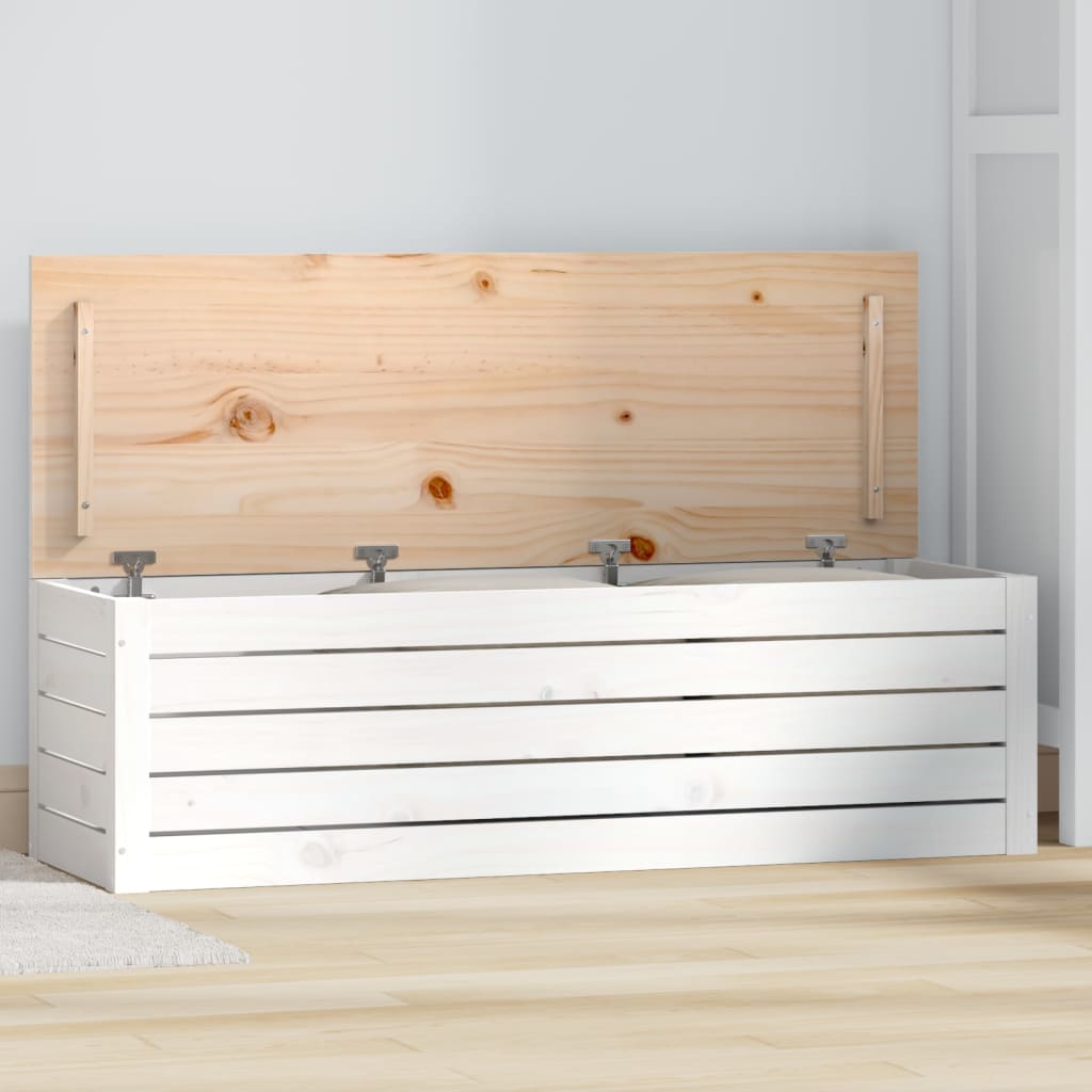 vidaXL Storage Box White 109x36,5x33 cm Solid Wood Pine