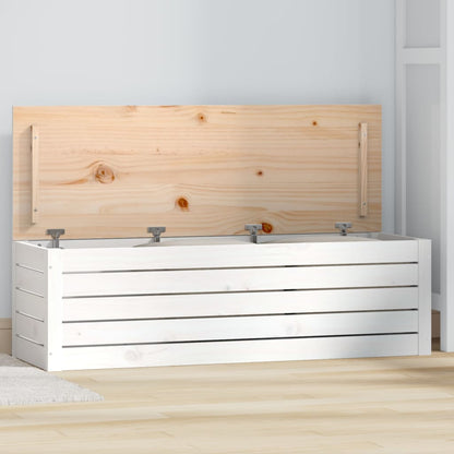 vidaXL Storage Box White 109x36,5x33 cm Solid Wood Pine