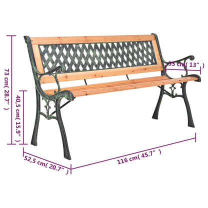 vidaXL Garden Bench 116 cm Cast Iron and Solid Wood Fir