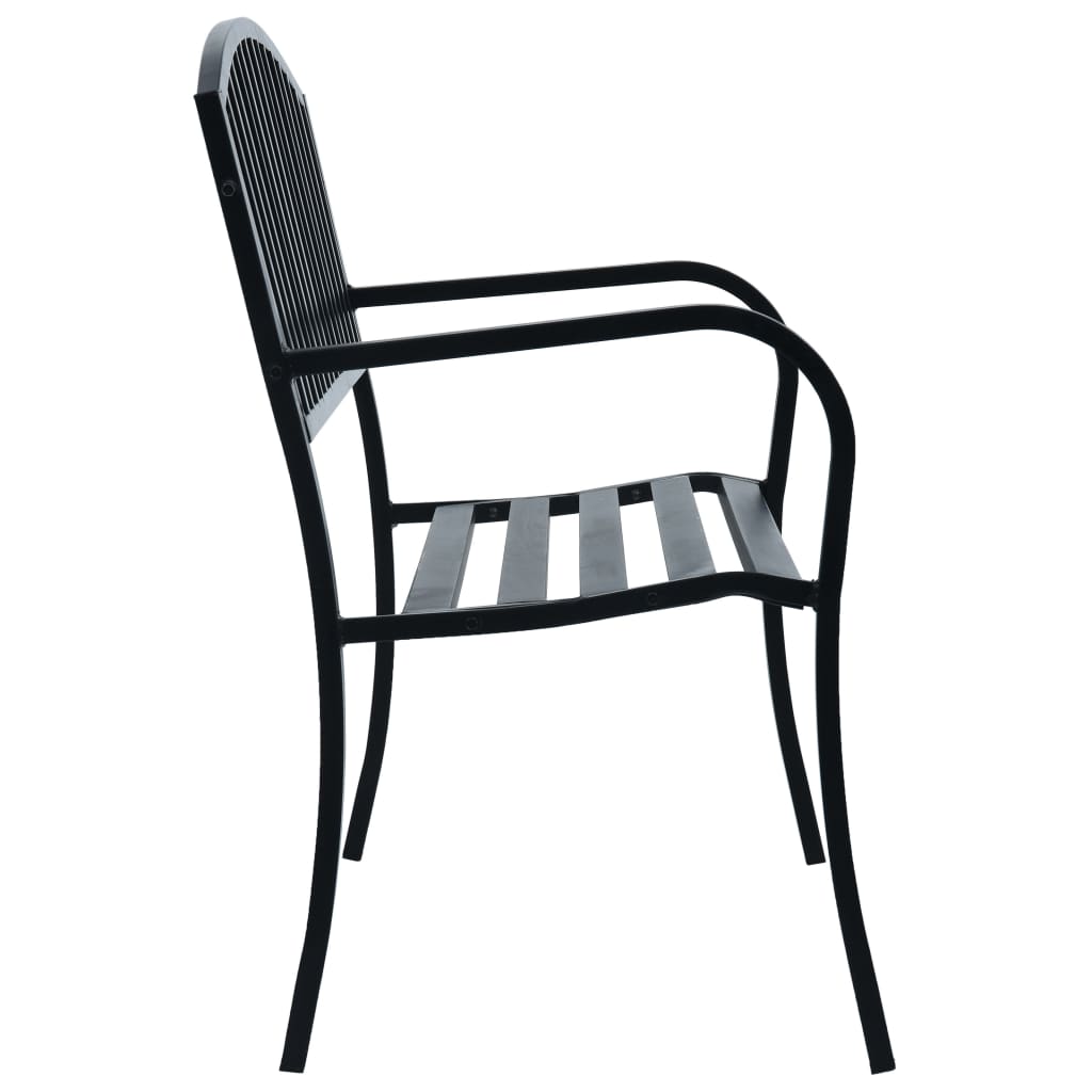 vidaXL Garden Bench Black 120 cm Steel