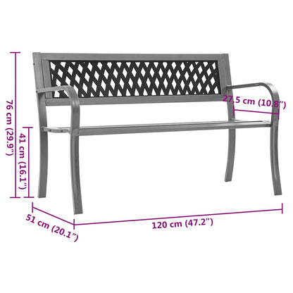vidaXL Garden Bench | Black | Steel, plastic | 120 cm | Durable | Garden Bench