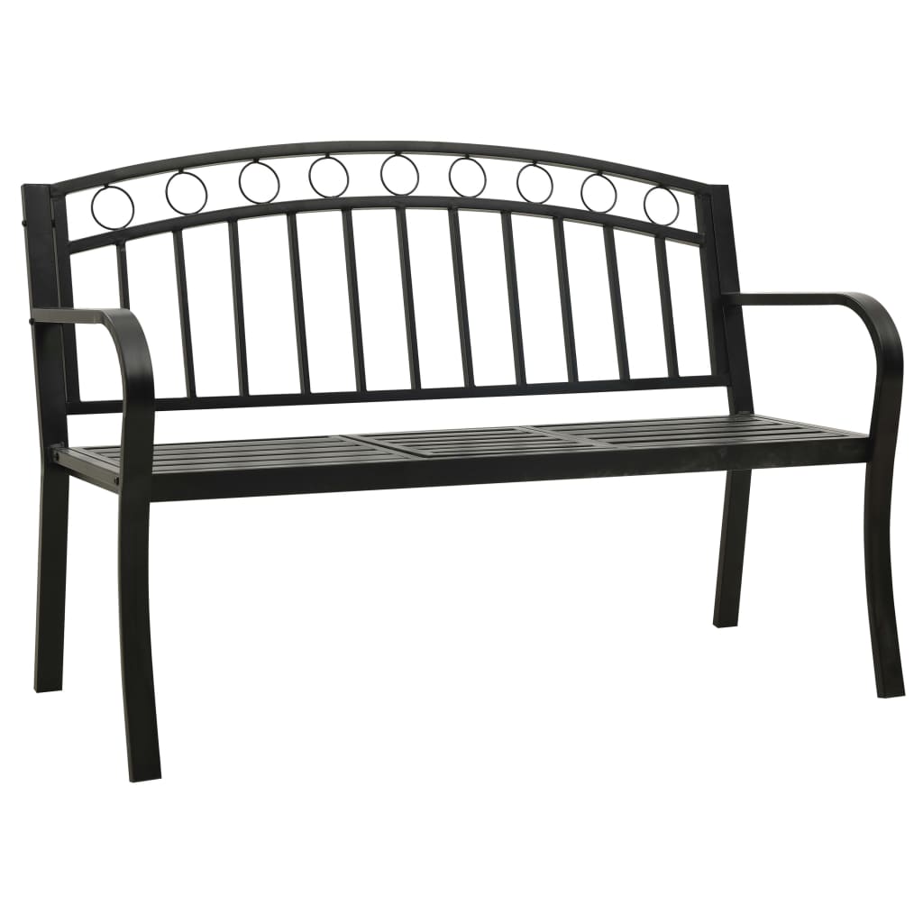 vidaXL Garden Bench with Table Black 120 cm Steel