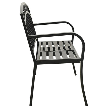 vidaXL Garden Bench with Table Black 120 cm Steel