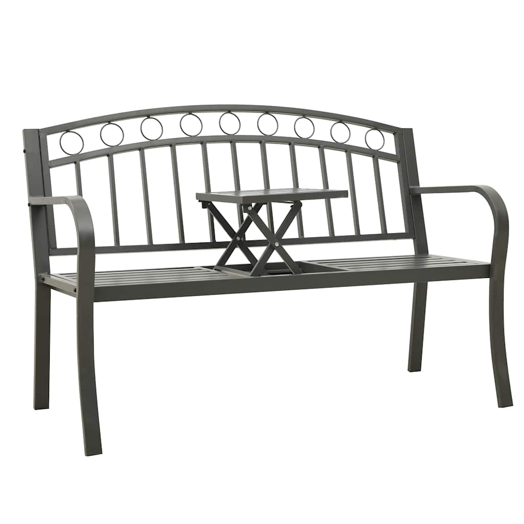 vidaXL Garden Bench with Table Grey 120 cm Steel