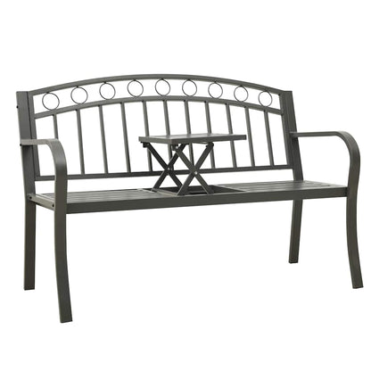 vidaXL Garden Bench with Table Grey 120 cm Steel