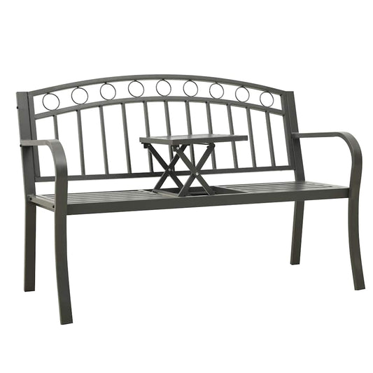 vidaXL Garden Bench with Table Grey 120 cm Steel